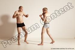 Underwear Martial art Man - Man White Moving poses Slim Short Blond Dynamic poses Academic